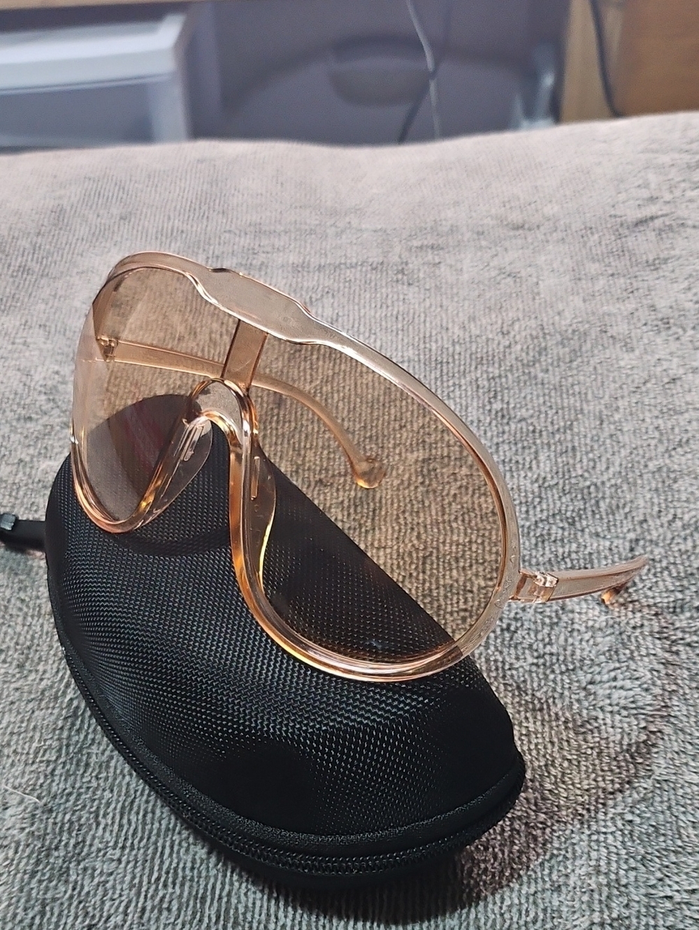 Transparent Dollger Amber Oversized Shield Sunglasses